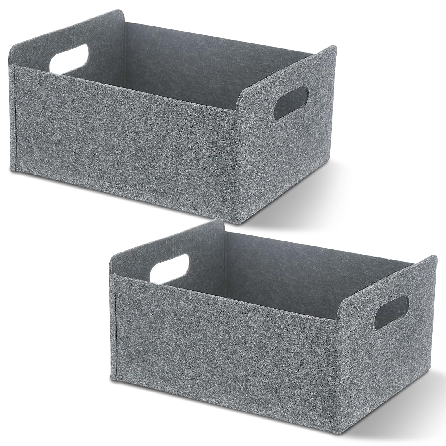 2Pack Small Storage Box with Handle,Storage Basket Set,Foldable Wardrobe Baskets for Storage,Felt Storage Basket,Storage Boxes,felt storage cube for Nursery,Home(11.8x 10.2x4.9IN)