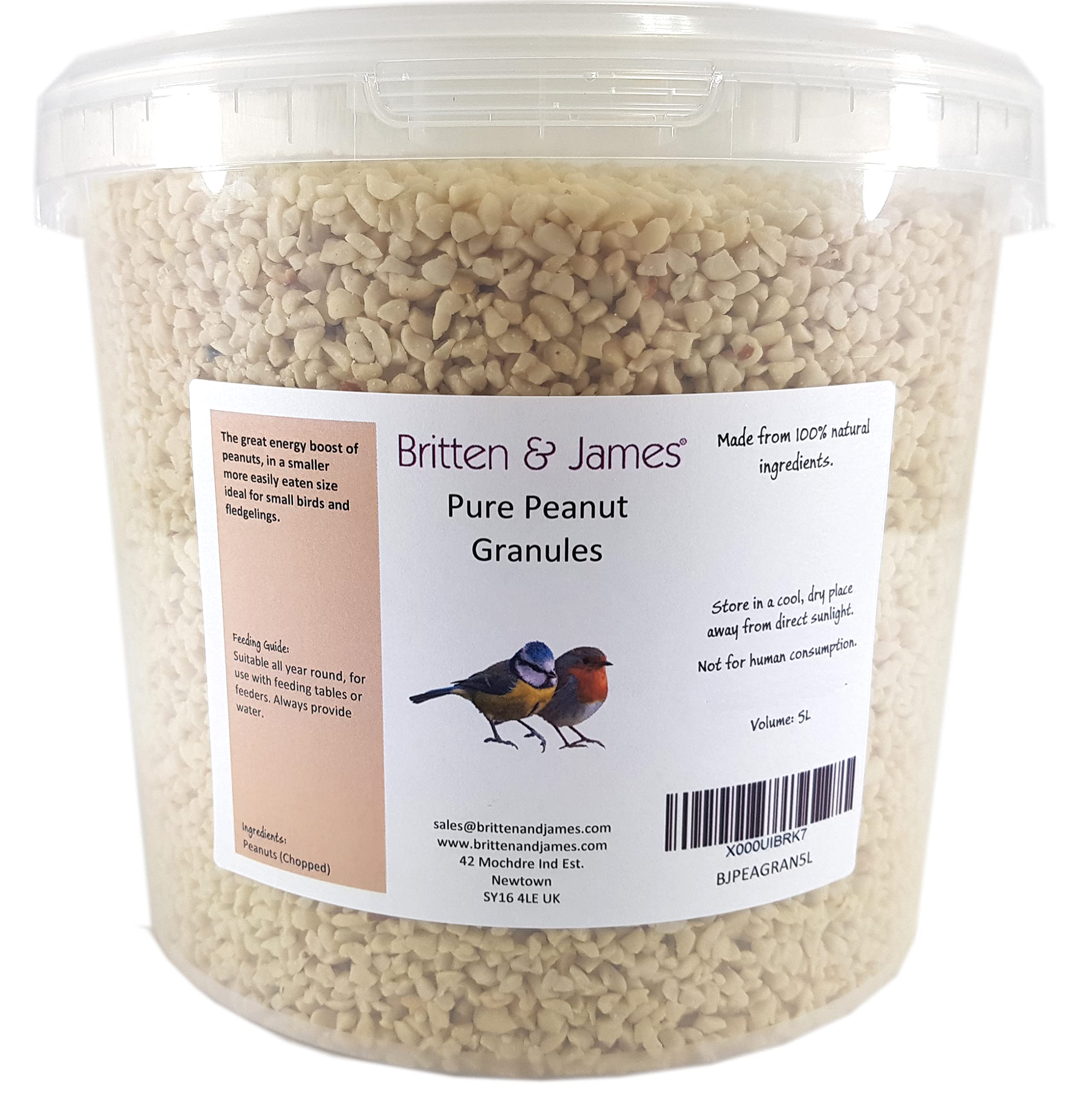 Britten & James Peanut Granules for Wild Birds in a Stay Fresh 5L Tub (3.4kg)