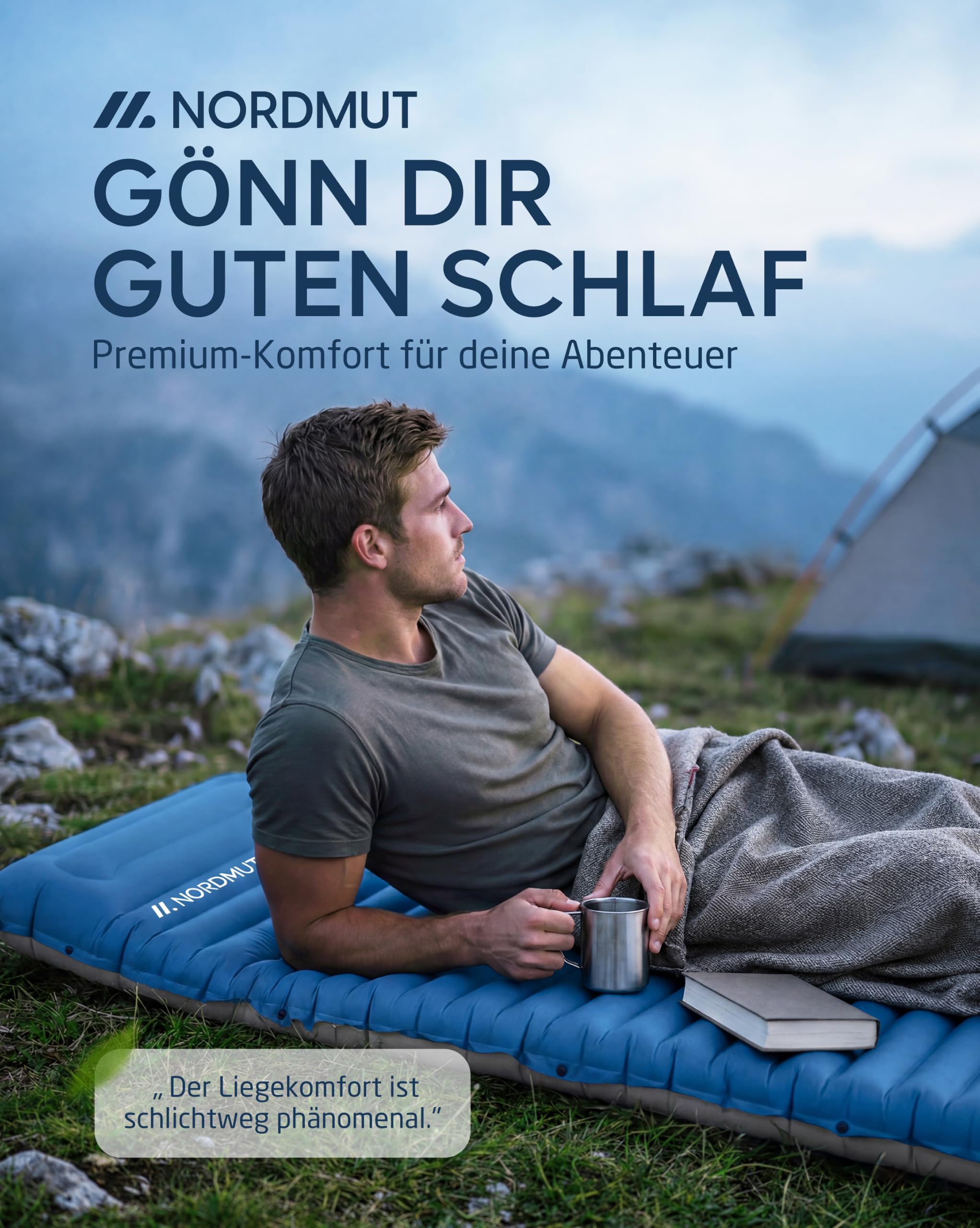 NORDMUT® Isomatte Schnellaufblasend mit integrierter Fußpumpe 10 cm - Isomatte Camping mit kleinem Packmaß - Outdoor Matratze für müheloses aufpumpen - Camping Matratze Ultra komfortabel 2