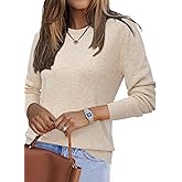 Arach&Cloz Women's Wool Blend Classic Crew Neck Casual Fall Sweaters