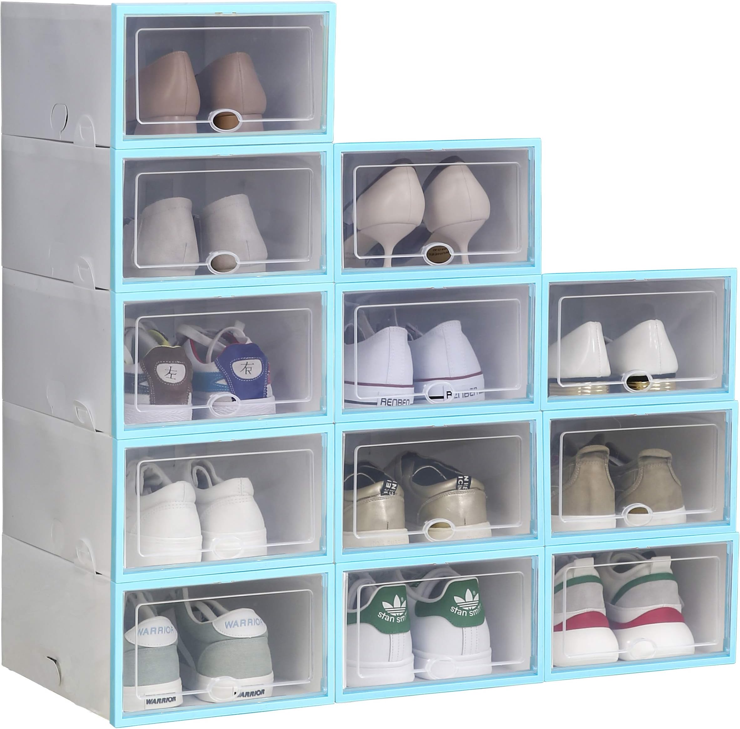 Shoe Storage Boxes Clear Plastic Stackable Shoe Organizer