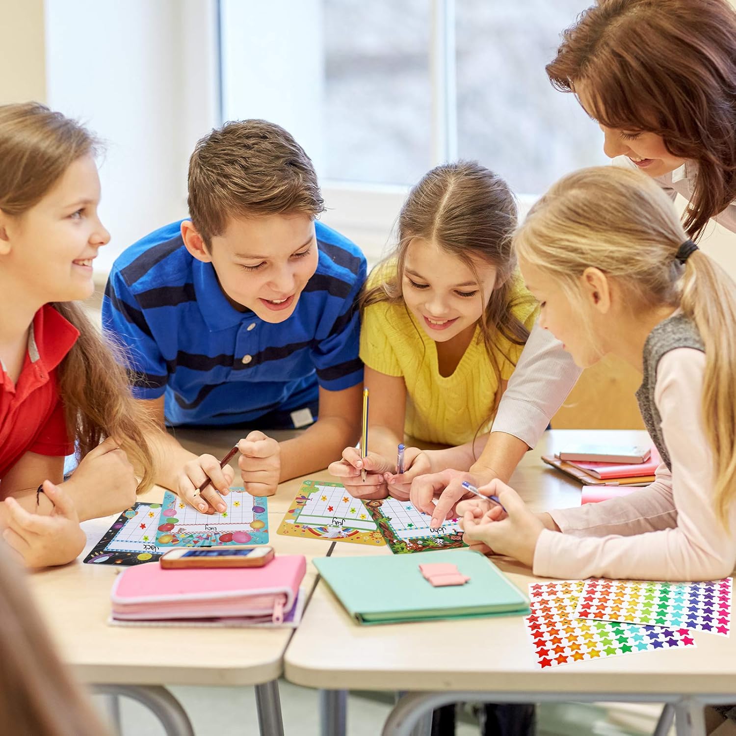 80 Incentive Chart Reward Tracking Chart, Colorful Incentive Pad in 5 Themes Designs with 2000 Star Stickers for Classroom Teachers Students, Chore Responsibility, School Attendance, Homework Progress : Office Products