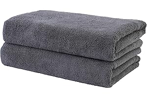 Polyte Professional Quick Dry Lint Free Microfiber Hair Drying Salon Towel, 2 Pack (20x40 in, Dark Grey)
