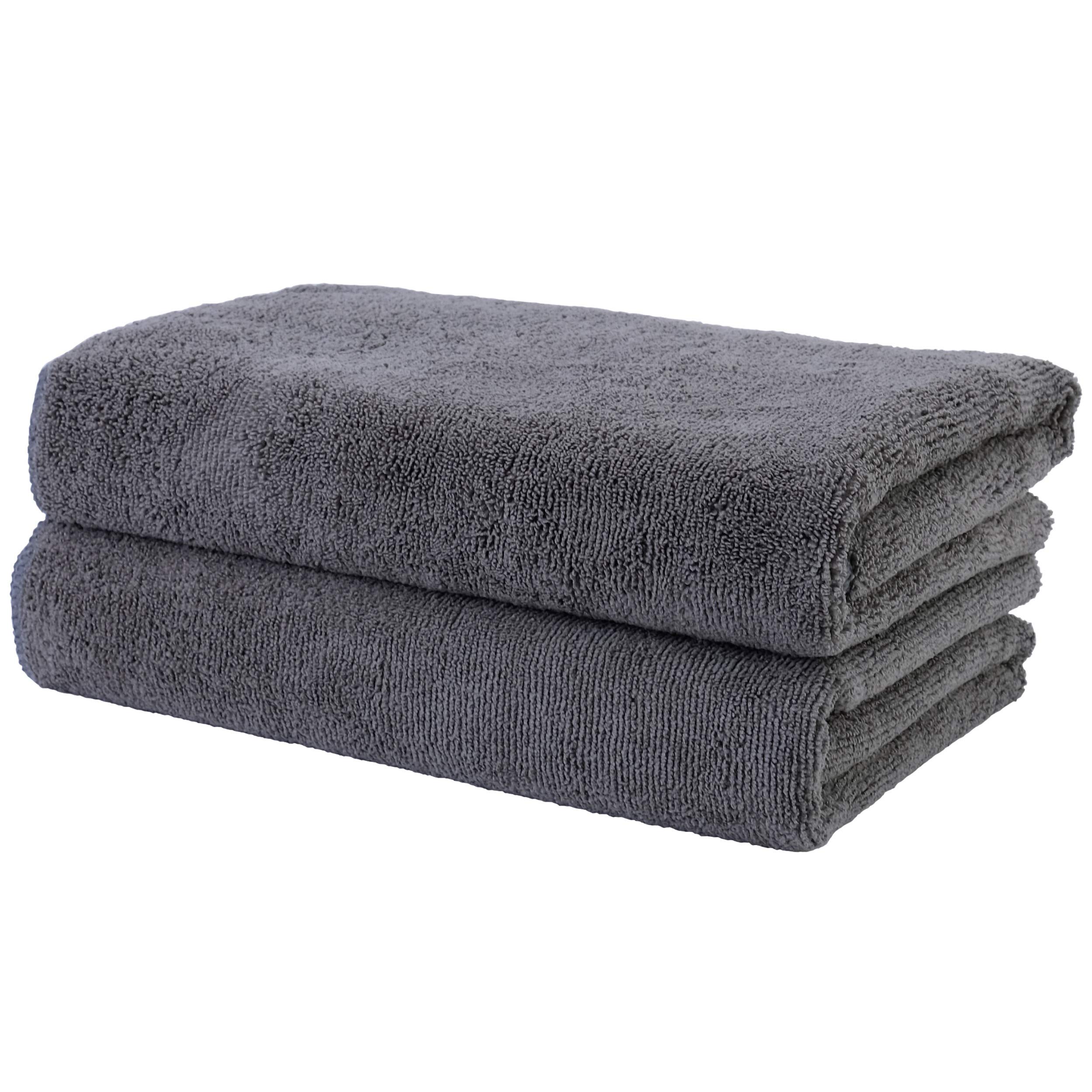 POLYTE Professional Quick Dry Lint Free Microfibre Hair Drying Salon Towel, 2 Pack (50x101 cm, Dark Grey) — image 1