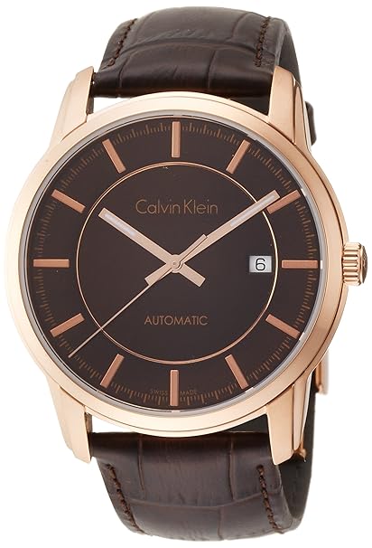 Calvin Klein Herren Analog Automatik Uhr mit Leder Armband K5S346GK