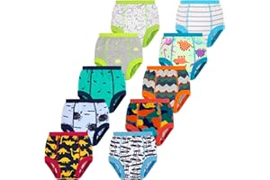 BIG ELEPHANT 10-Packs Training Underwear Absorbent Toddler Potty Trained Pants for Boys and Girls, 12 Months - 9 Years