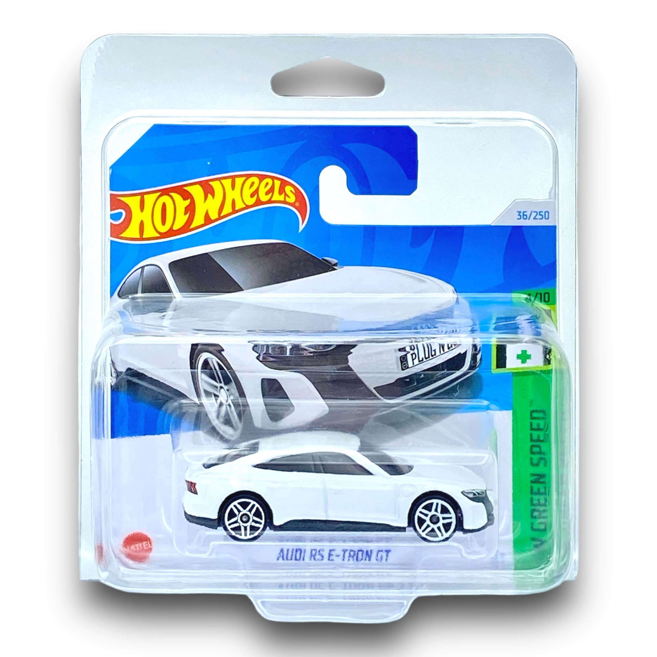 Hot Wheels Audi RS E-Tron GT (White) 4/10 HW Green Speed - 2024-36/250 (Short Card) - COMES IN A KLAS CAR KEEPER SHORT CARD PROTECTOR CASE - HTB81