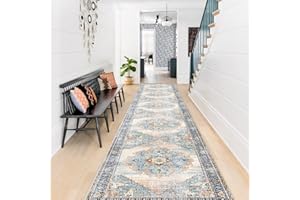 TOPRUUG Washable Runner Rug 2x12 - Hallway Runner Rug Kitchen Rugs and Mats Non Skid Washable Waterproof Carpet Runner for Living Room Bedroom Bathroom (Blue, 2X12)