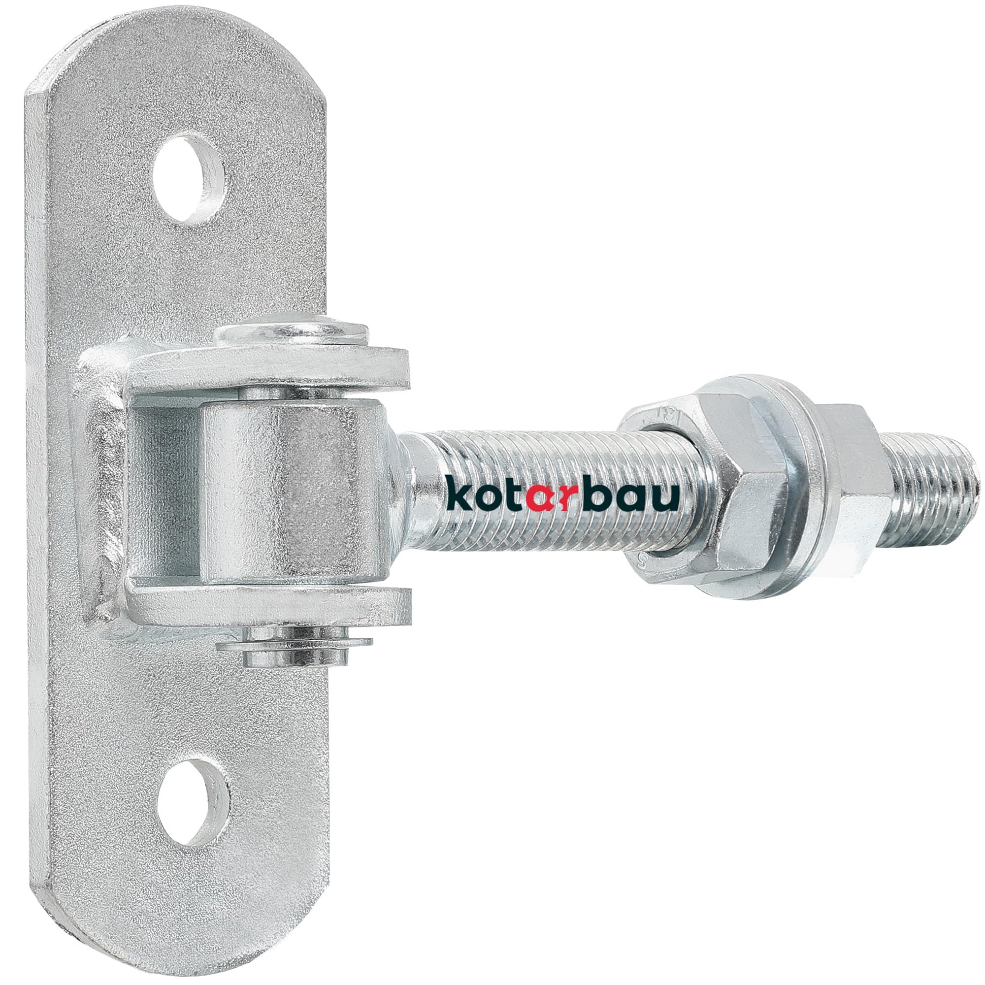 KOTARBAU® Gate Hinge - Steel - 130 mm (5.12 Inches) M18 - Silver - Adjustable - Heavy Duty Hinges - Garden Gate Hinges - Robust Hinge on Plate — image 1