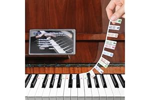 Piano Key Labels, Azymi Removable Keyboard Note Guide for Beginner for 88/76/61/54/49/37 Keys Reusable Silicone Strips Multi-Color Larger Bold Letter for Kids
