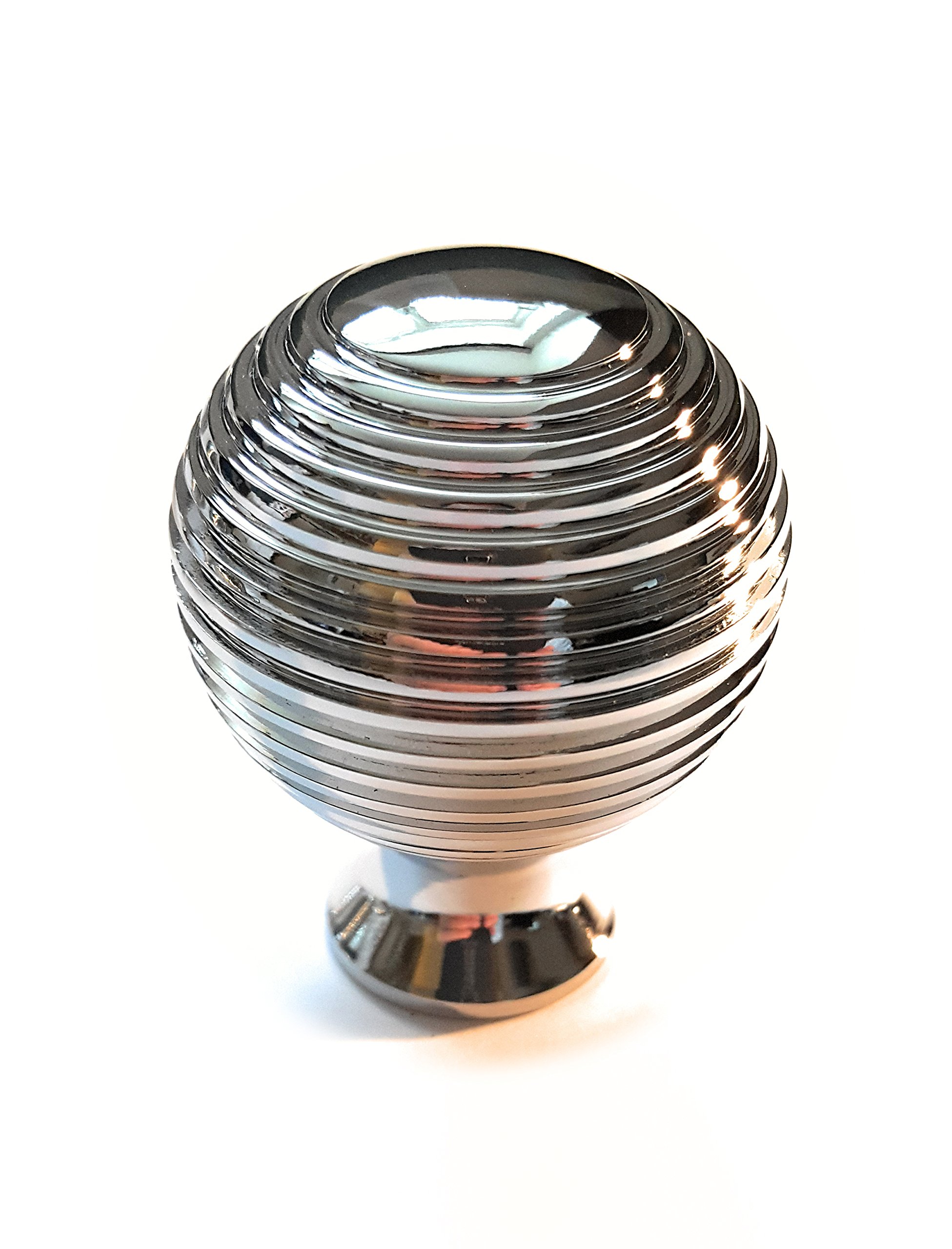 French Furniture Fittings Set of 6 Queen Anne Reeded - Beehive Knobs Polished Chrome Cabinet Handles for cupboards, for Kitchen Cupboard Door, Drawer, Bedroom Furniture 31mm Diameter, Depth 39mm