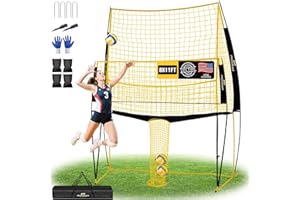 PodiuMax Volleyball Training Equipment, 11x8FT Adjustable 6.5–8 ft, Volleyball Practice Net for Serve & Spike, 2-in-1 Train & Play, Fast Setup, Stable Frame Training Net for Backyard Indoor Outdoor