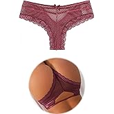 ohmydear Womens Sexy Lace Hipster Panties Mesh Bikini Panties Hollow Out Cheeky Underwear Tangas Briefs