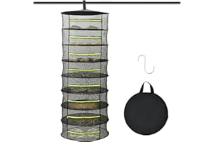 KTZCTPCA 8 Layer Herb Drying Rack, Hanging Drying Rack Mesh, Foldable Herb Dryer Net, Hanging Mesh Net with Zipper, Vented He