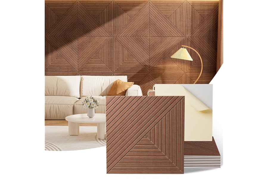 Acoustic Wall Panels, 8 Piece 23.62" X 23.62" Peel and Stick Wall Panels | High-Density Polyester Fiber Self Adhesive Soundproofing for Interior Wall Décor, Elysian Step Vortex