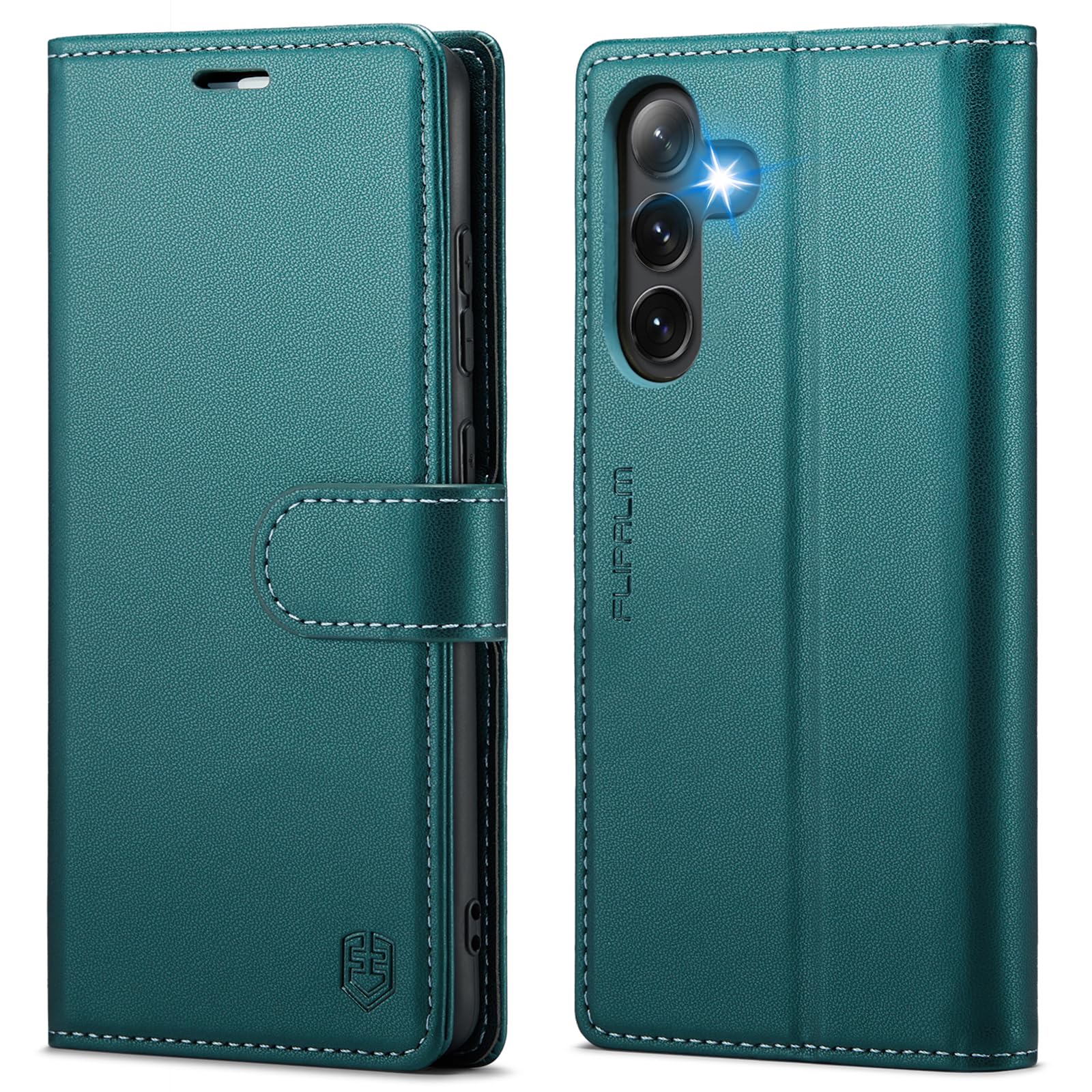 Wallet Case for Samsung Galaxy S24 Plus/S24+,RFID Blocking Credit Card Holder,PU Leather Folio Flip Kickstand Protective Shockproof Cover for Galaxy S24 Plus (Blue-Green, for S24 Plus/S24+ - 6.7")