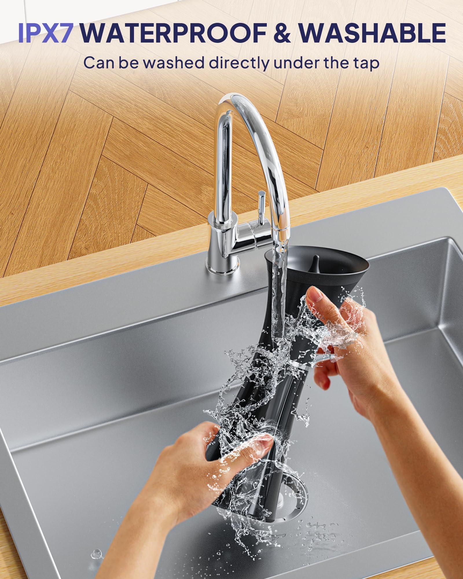 KAUGIC Upgraded Ear Wax Removal with One-Piece Waste Tank, Safe Cleaner with Water Temperature Sensor, Effective Ear Irrigation Kit & USB-A to C Cable, IPX7, Black