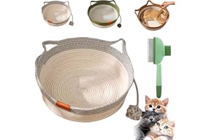 Stimulicat Cat Bed Rope Cotton, 2025 New Handwoven Instinct Basket for Cats, Breathable Durable Cat Scratch Pad Bed with Toy 
