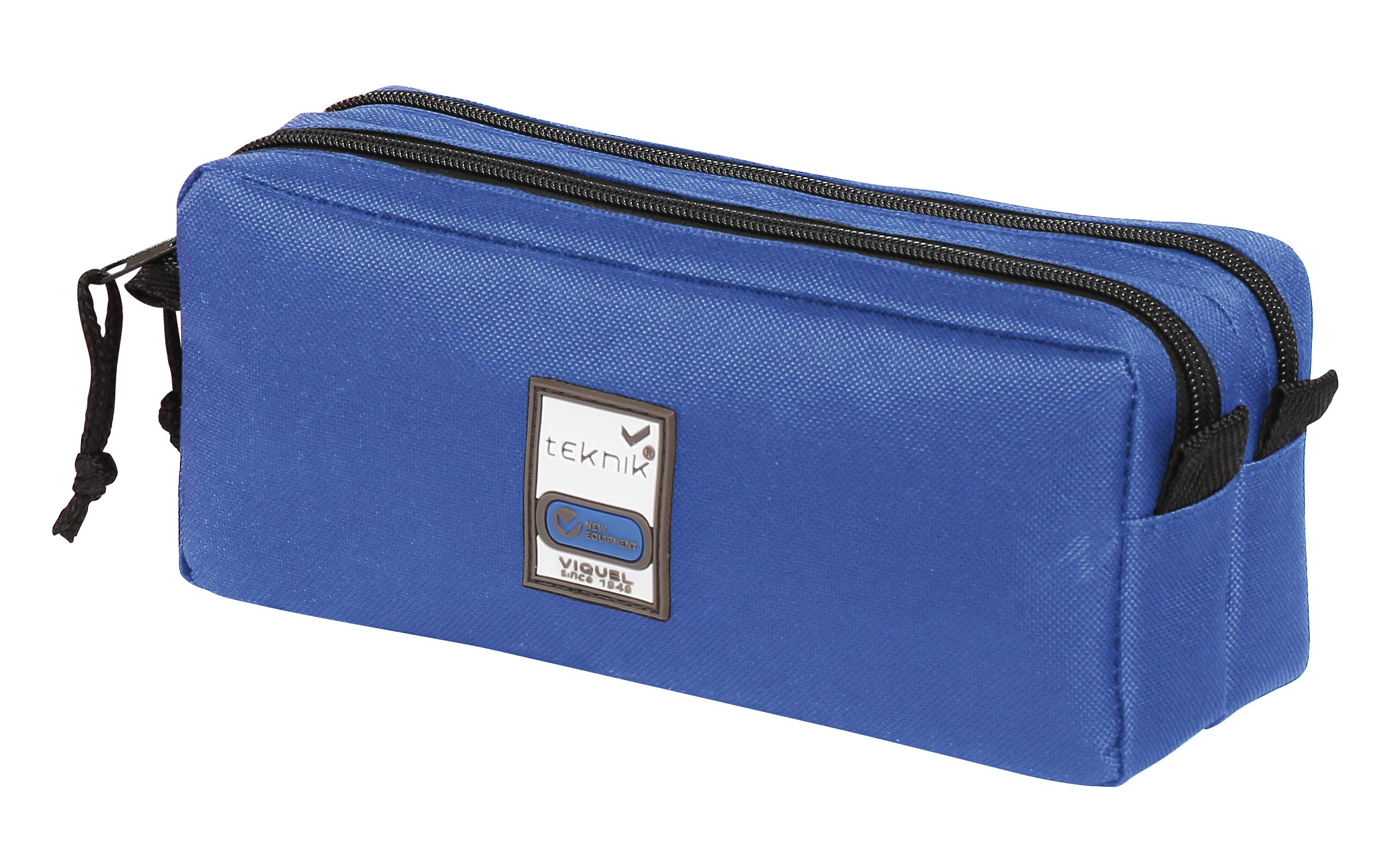 Viquel Teknik Double Compartment Rectangular Pencil Case with 2 Pockets, 22 cm, Blue