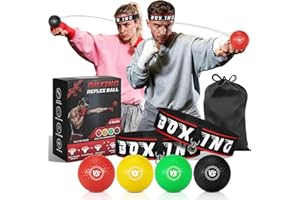 YORWHIN Headband Boxing Reflex Ball, 3 Levels Reaction Ball with 2 Adjustable Headbands, Boxing Training Equipment for Reaction, Punching Speed, Hand Eye Coordination