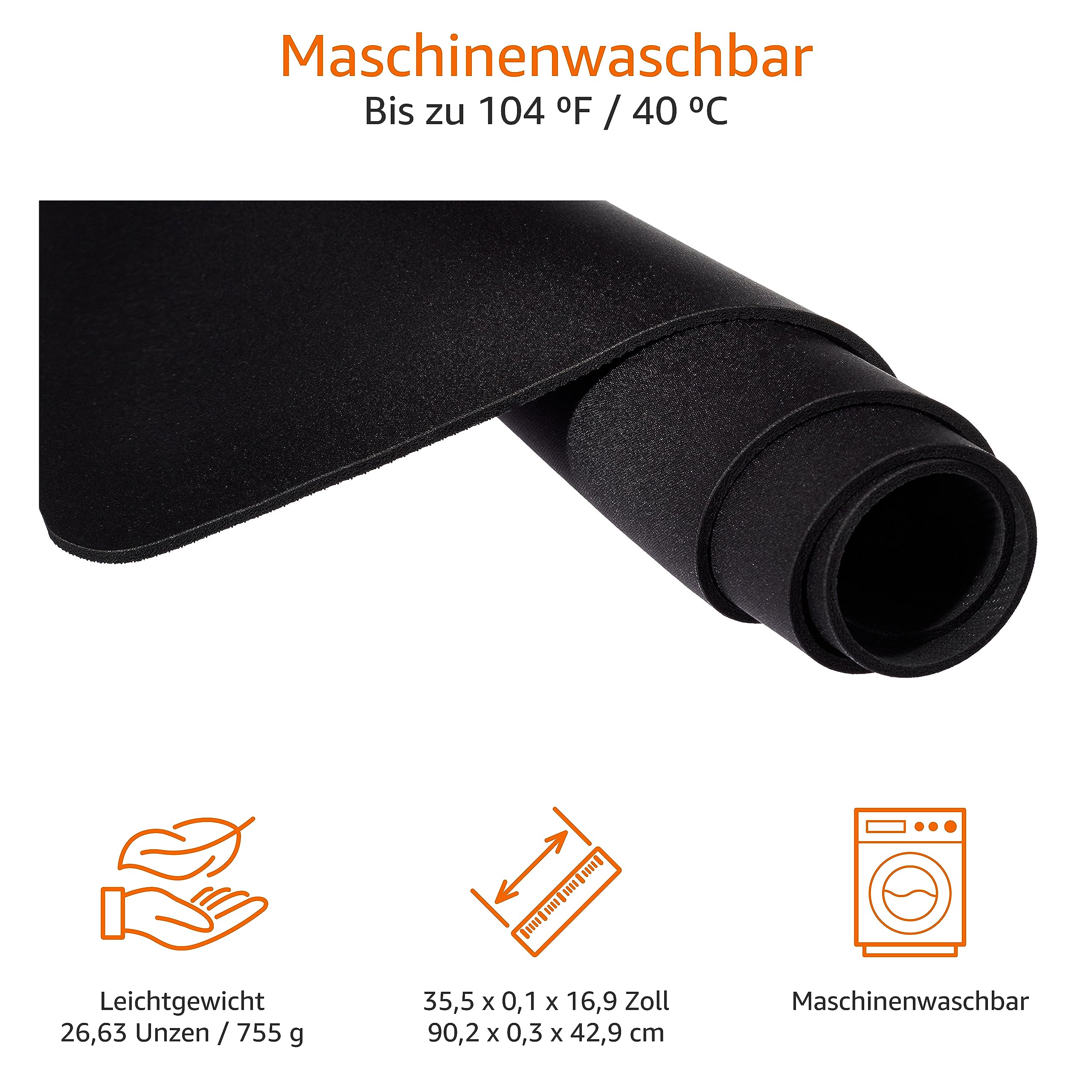 Amazon Basics Großes erweitertes Computer-Mauspad, rechteckig, 42,4 x 90,7 cm, Schwarz 4
