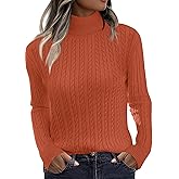 Zeagoo Womens Sweaters Turtleneck Cable Knit Long Sleeve Pullover Cute Fitted Trendy Basic Fall Winter Tops
