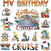 Dazoratix Birthday Cruise Door Decorations - 15 Pcs Retro Ship Cabin Anchor Magnetic Funny Sea Navigation Magnets Stickers Stateroom Refrigerator Decals for Summer Carnival Party Accessories Car Decor
