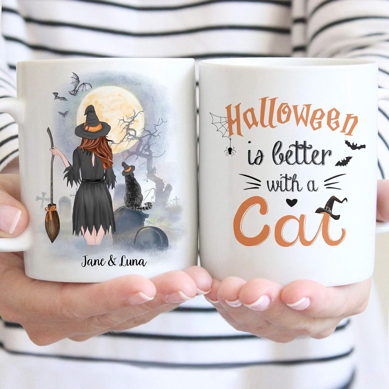 Halloween Is Better With A Cat Coffee Mug, Halloween Witch