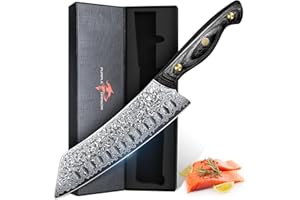 Purple Dragon Damascus Santoku Knife, Ultra Sharp Japanese Knife for Kitchen High Carbon Stainless Steel Kitchen Knife for Me