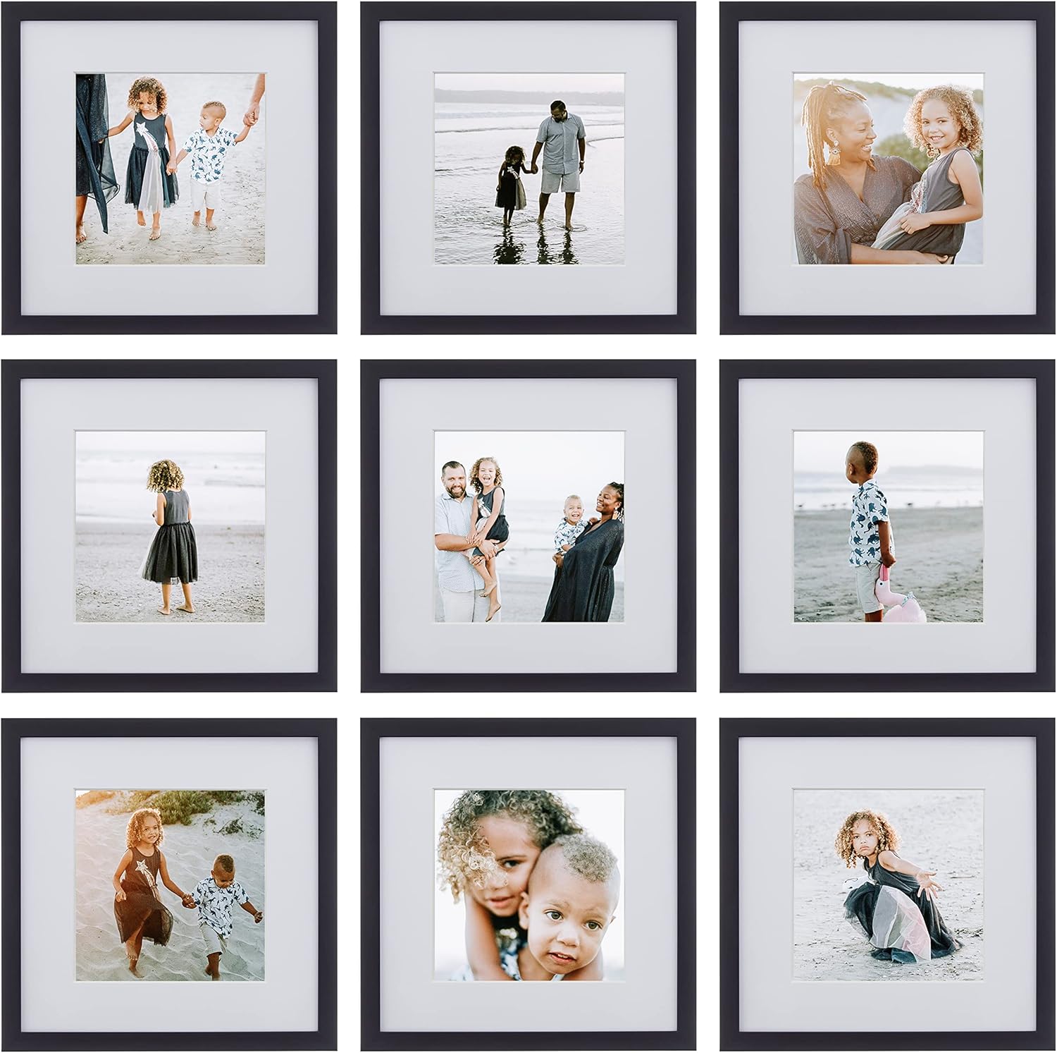 Photo Albums, Frames & Accessories - Sheffield Home 9 Piece Gallery Wall Frame Set, 12x12 in. Matted to 8x8 in. (Matte Black)