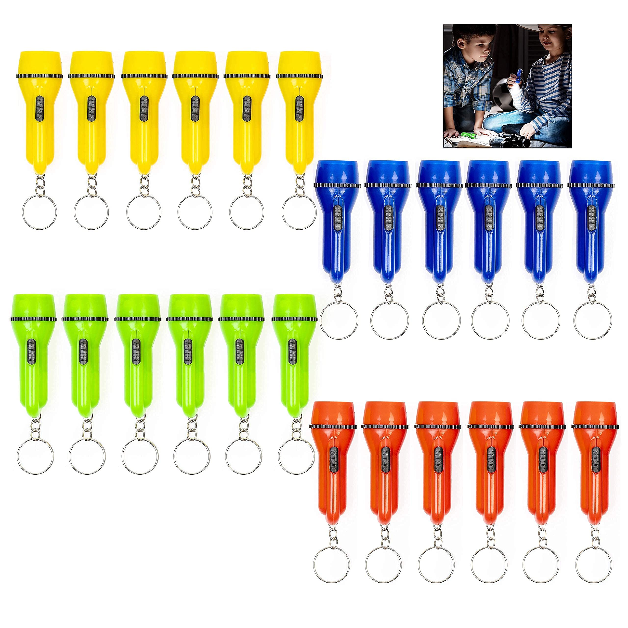 XLKJ Mini Torches, 24 Pcs Keyring Torches, LED Flashlight, Party Accessory for Children
