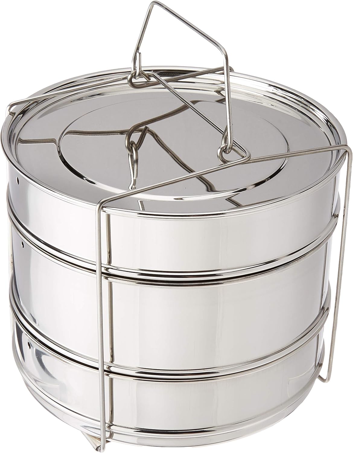 Chiboz Cookware 8 Qt 3 Tier Stackable Steamer Insert Pans with Sling Handle compatible with Instant Pot 8 Quart