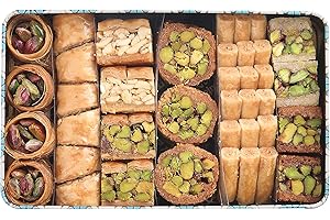 Al Nejmah Sweets Since 1970 Premium Luxury Assorted Baklava Pastry Gift Basket Tin Box | 100% Natural Pistachio, Pine Nut, Cashew, Almond | Traditional Dessert | No Preservatives, No Additives | Net Weight 1 lb