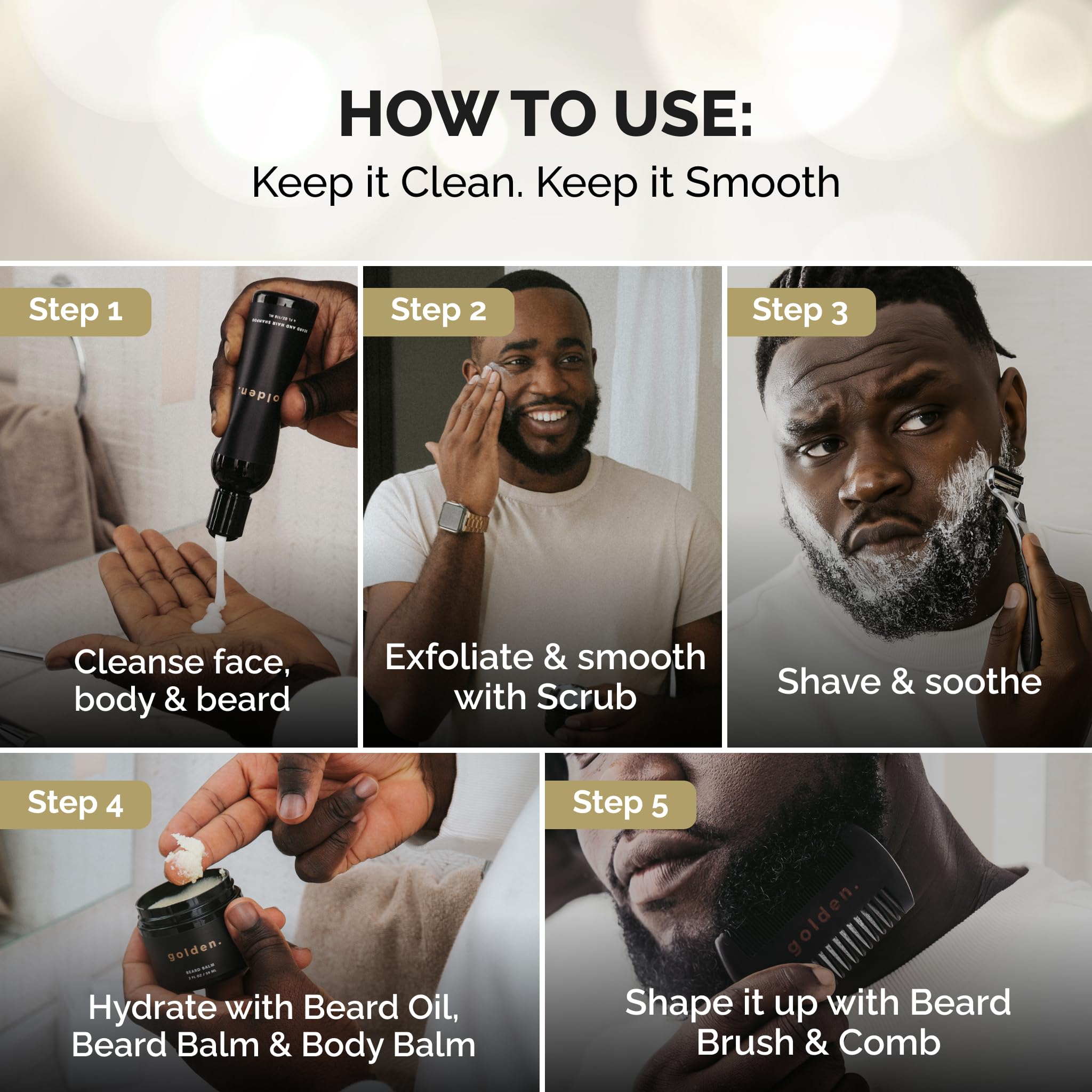 Golden Grooming Co. Complete Men's Grooming Gift Set - Beard Oil, Face & Body Wash, Shampoo, Balms, Moisturizer, Scrub & More
