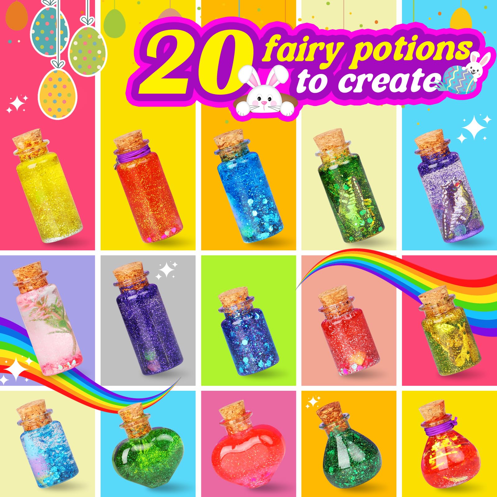 Alritz Fairy Potions Kit, Magic Mix Kit 20 Bottles, Christmas Gifts Decorations Ornaments Garden Crafts Birthday Gifts Toys for Girls and Boys 6 7 8 9 10 11 12+Years Old Families Party Indoor Outdoor