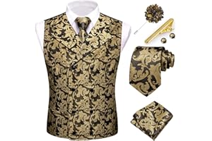 Hi-Tie Men's Suit Vest Business Formal Waistcoat Paisley Jacquard Tie Suit Waistcoat Set for Wedding Party