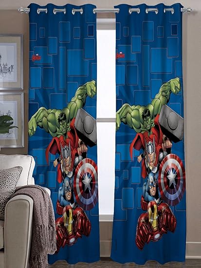 Marvel- Athom Trendz- Avengers- Kids- Door Curtain- Set of Two- 48x88 Each (4ftx7ft)