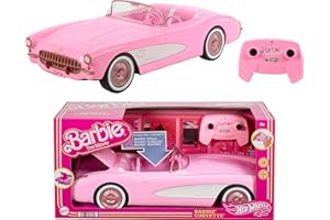 Hot Wheels Barbie RC Corvette from Barbie The Movie, Full-Function Remote-Control Toy Car Holds 2 Barbie Dolls