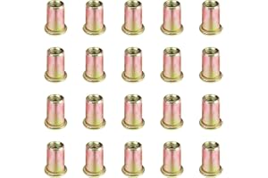 Tkiaea Rivet Nuts, 5/16''-18UNC 50Pcs Zinc Plated Carbon Steel Flat Head Rivnuts Insert Nutsert Rivnuts
