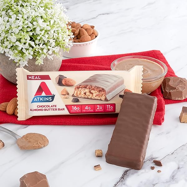 ATKINS CHOCOLATE ALMOND BUTTER PROTEIN MEAL BAR, KETO FRIENDLY, 5 COUNT