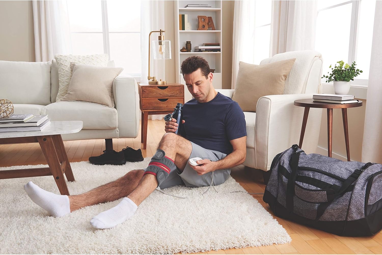 Sunbeam Flexfit Heating Pad Wrap for Pain Relief Customized Heating Pad for Multiple Areas Of The Body 3 Heat Settings With 2 Hour Auto-off 42 X 2.5", Grey/Red: Health & Personal Care