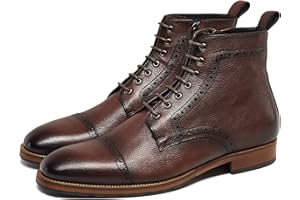 Dockorio Mens motorcycle boots genuine leather combat casual Dress work boots for men