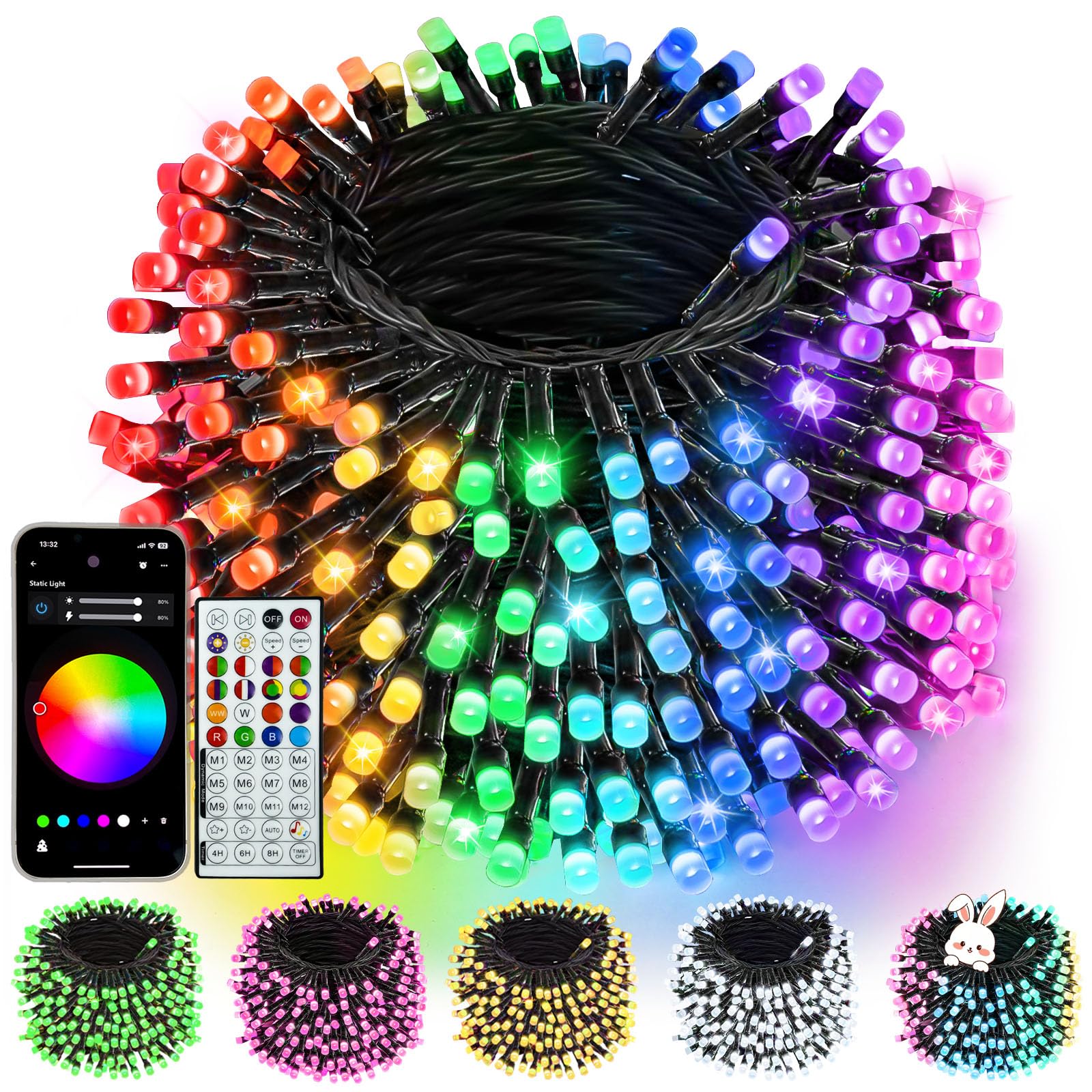 Photo 1 of 240LED Smart Color Changing Easter Lights App Controlled, 95FT Waterproof RGB Twinkle String Light Music Sync Multiple Modes, Christmas Lights with Remote & Timer Indoor Outdoor Easter Decorations