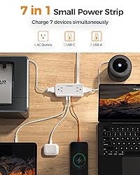 TESSAN Flat Plug Extension Cord 5 FT, Surge