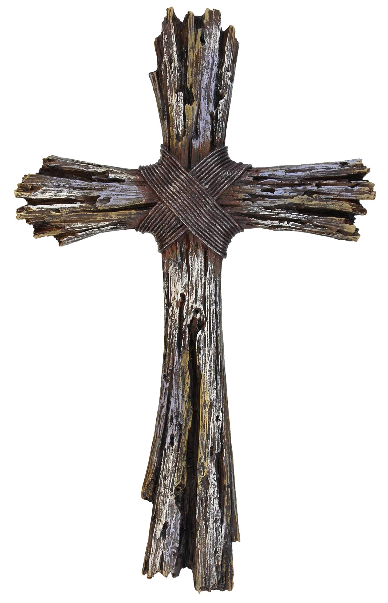 De Leon Collections Rustic Faux Driftwood Wall Cross - Jesus Art, 13" x 8", Unframed, Indoor, Wall Mount, Living Room Decor