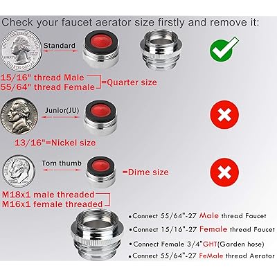 Buy Whk Faucet Adapter Faucet To Hose Adapter Multi Thread Garden Hose Adapter Kitchen Sink Faucet Adapter To Garden Hose Brass Aerator Adapter For Female To Male And Male To Male Chrome Plated 2pack