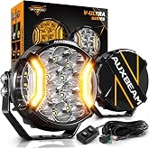 Auxbeam V-Ultra Series 5-Inch Side Shooter LED Pods Round Offroad Lights | Amber DRL 3 Modes, 270&deg; Wide Coverage, Focused Beam + Blind-Spot Flood, 172W 20400LM, Protective Covers, Bicolor Light Bar