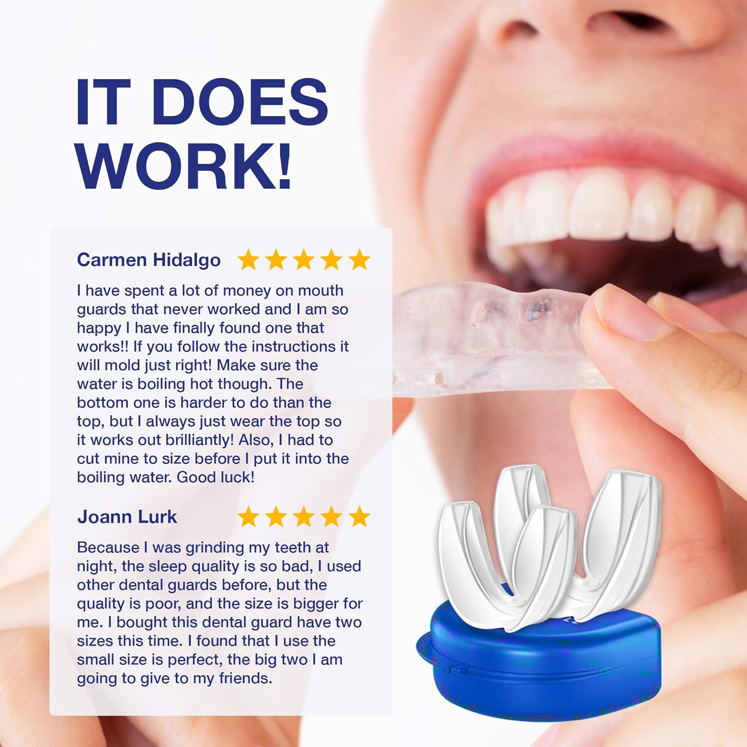 Mouth Guard for Grinding Teeth, Night Guard, Moldable Dental Guard, Professional Mouth Grinding Guard, Comfortable Custom Mold for Clenching, Bruxism, Whitening Tray & Sports Guard (4 Pack, 2 Sizes) : Beauty