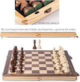 A&A 15 inch Folding Chess Checkers Set Staunton Pieces 3 inch King 2 Extra view 4