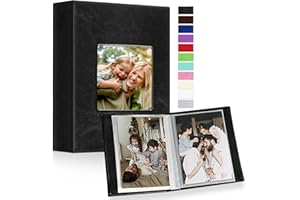 Ywlake Photo Album 4x6 50 Pockets 2 Packs, Small Mini Capacity Leather Photo Albums, Each Pack Holds 50 Top Loader Vertical Only Pictures Black